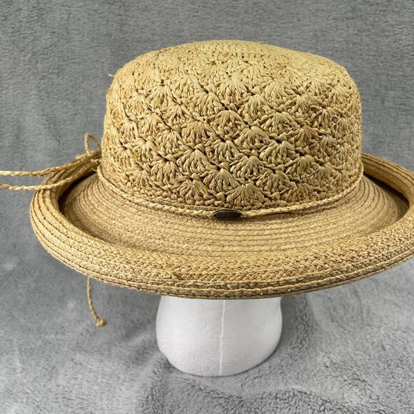 Callanan Handmade Hat Womens OS Raffia Natural Fiber Crochet Rolled Brim Panama main image 6